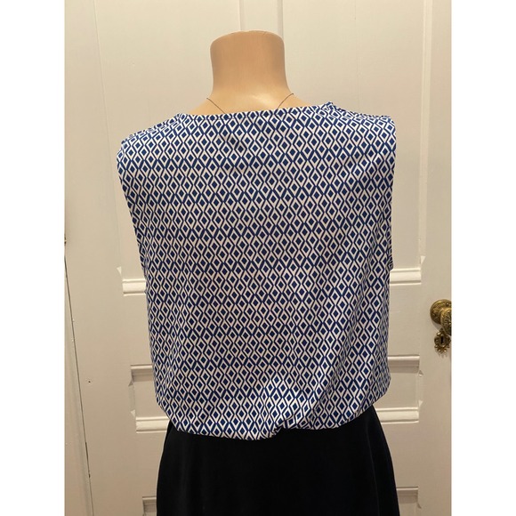 Laundry by Shelli Segal Blue White Cowl Neck Sleeveless Top - ‎ M - Picture 6 of 9